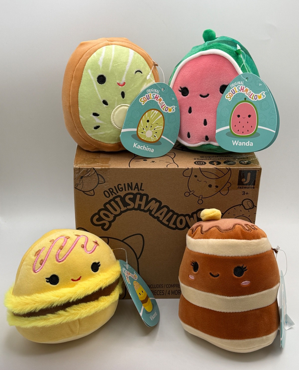 Squishmallows Food Squad 4 Pack Wanda Kachina Rayen Visconti 5" Plush New